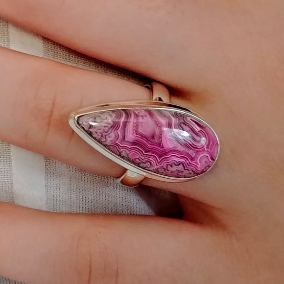 The Girl With Kaleidoscope Eyes Jewelry - Pink Laguna Lace Sterling Ring